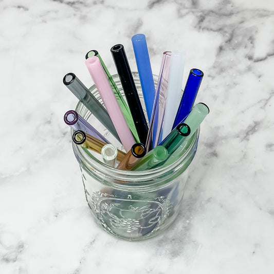 Choose Your Color Short Glass Straw Set of 6