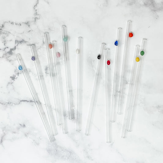 Designer Skinny Glass Straw Sets