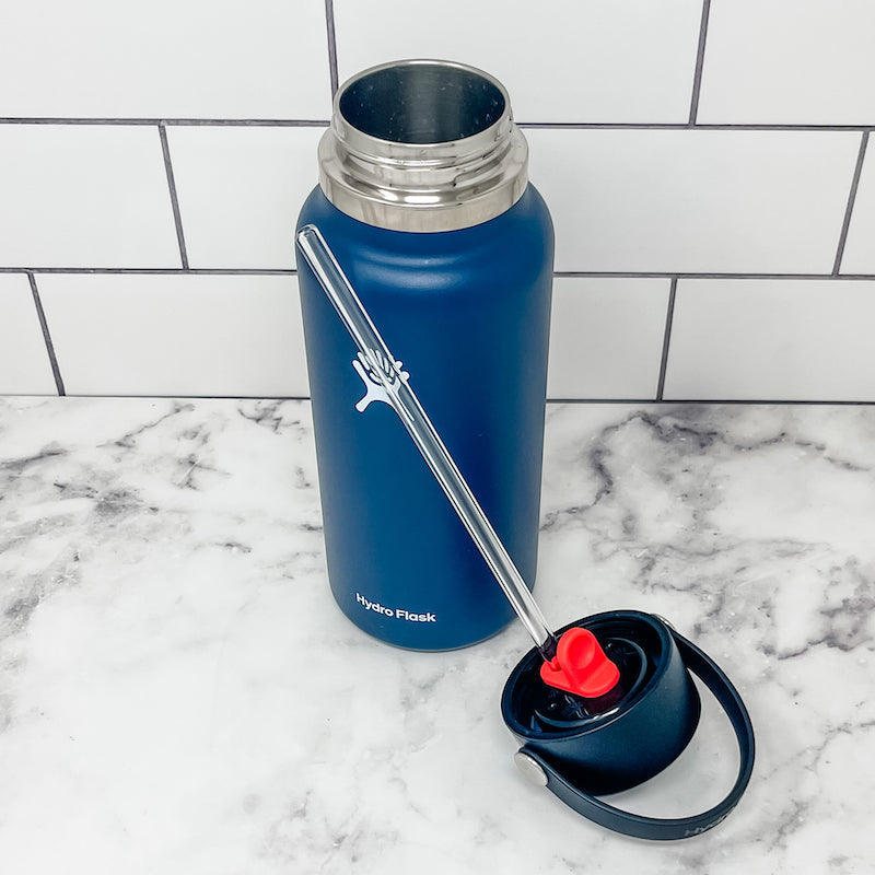 Hydro Flask Wide Mouth Bottle with an Internal Glass Straw