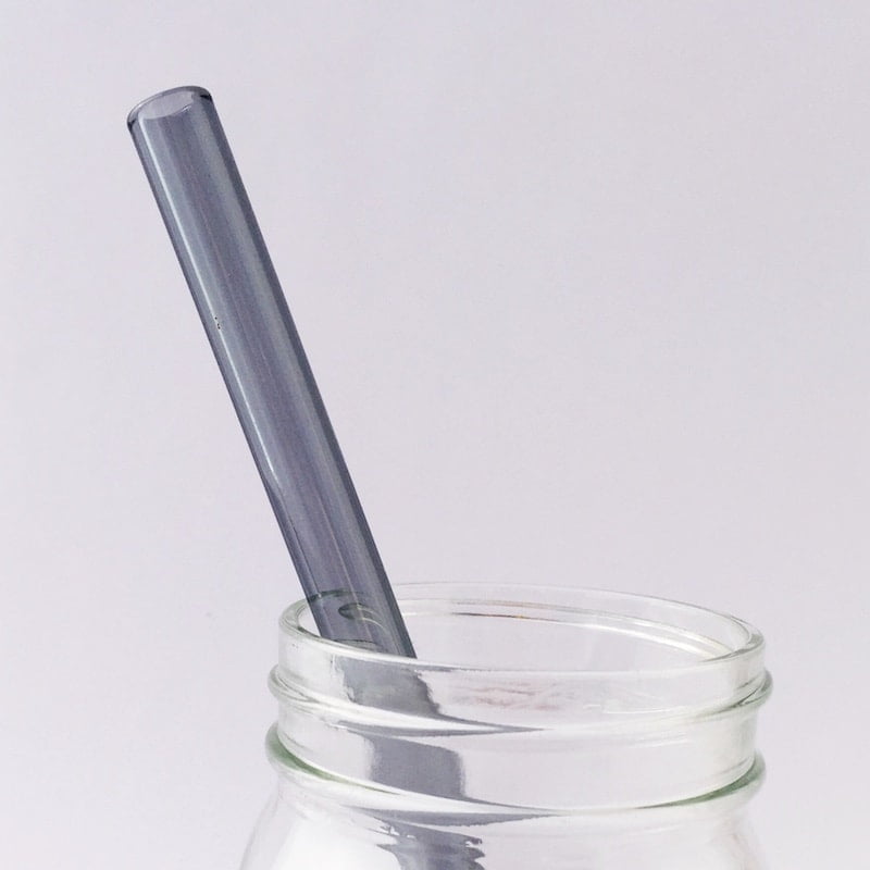 Charcoal Gray Glass Straw